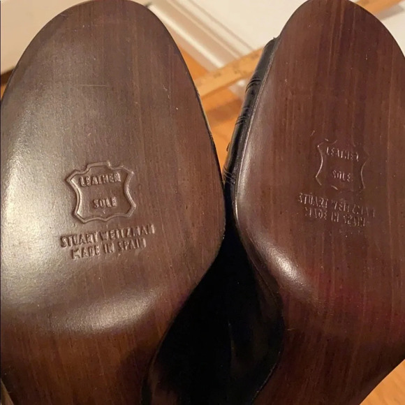 HP 5/3 Stuart Weitzman Buckettes black peep toe sling back size 11M - Picture 4 of 10